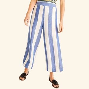 Madewell Huston Pull On Crop Pants Trousers Linen Wide Leg High Waist Stripe S